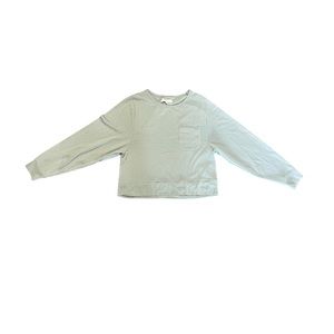 Madewell semi cropped pocket Crewneck knit top light green size XS